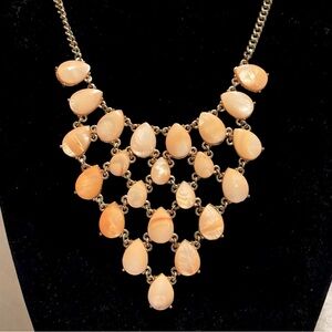 Peach Tones Teardrop Bib Style Statement Piece Necklace